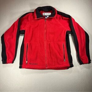 Vintage Columbia Fleece Jacket Medium Full Zip Red Mens Outdoor Hiking
